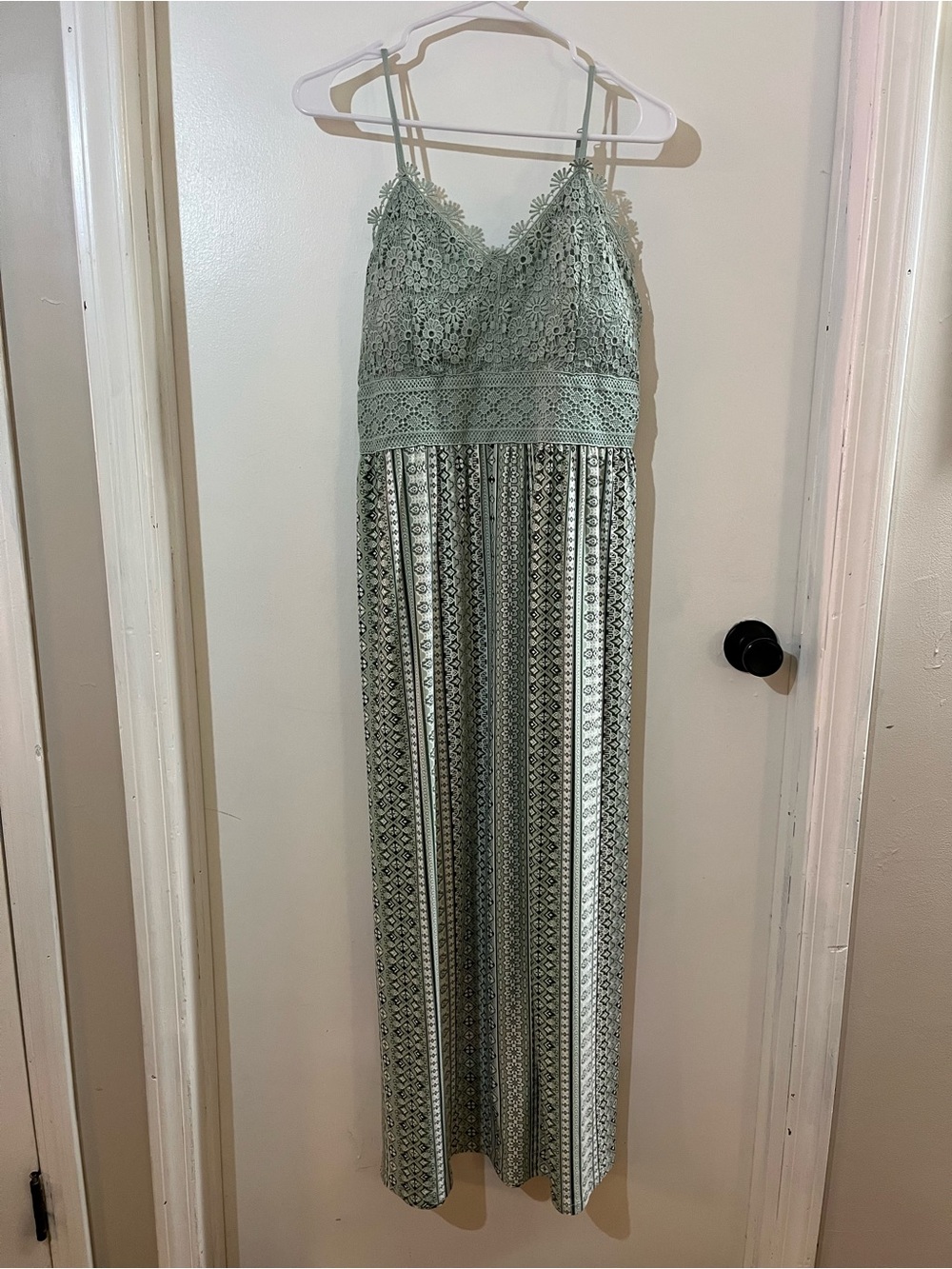 No Boundaries Mint Green Crochet Bodice Maxi Dress